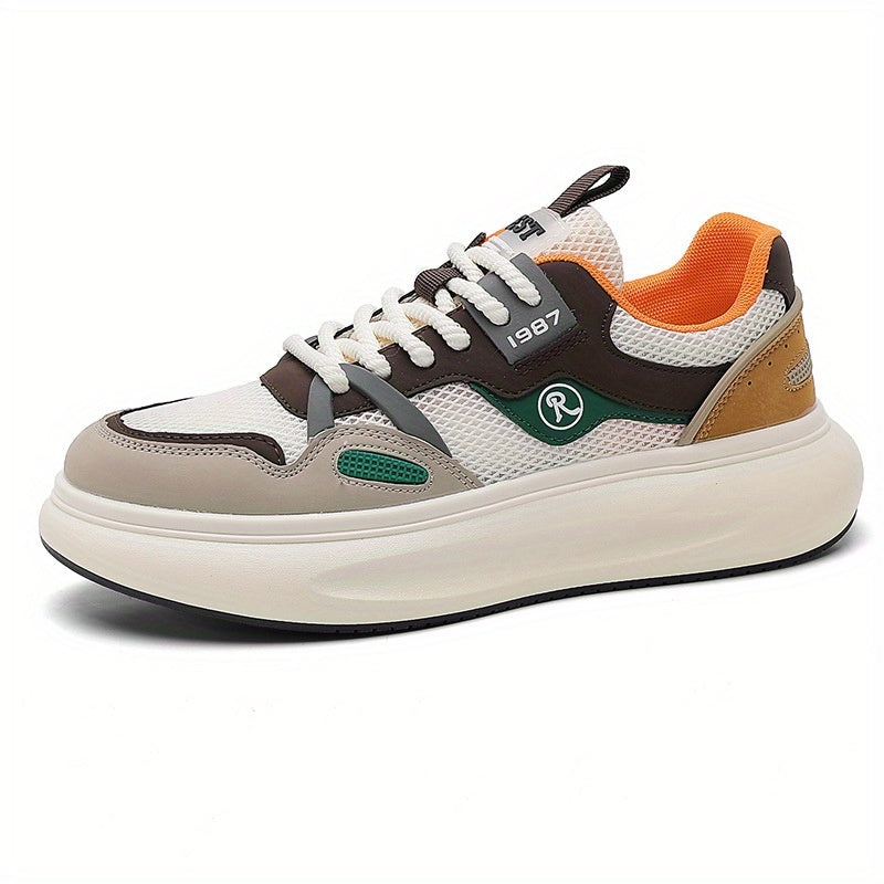 Men's Lightweight Breathable Mesh Casual Sneakers with Non-Slip Rubber Sole, EVA Cushioned Insole & Super Fiber - Low-Top Lace-Up Design for Daily Wear