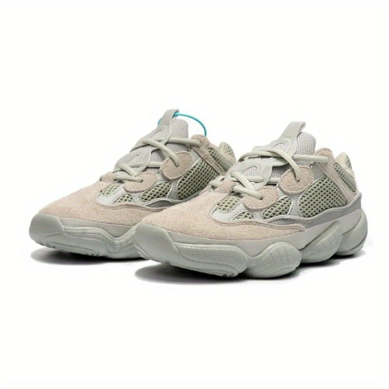 Unisex Stability Sneakers - Beige\u002FGray\u002FTeal Accent Sneakers, Non-Slip Cushioned Sole, Breathable Fabric\u002FNets Upper for Running, Gym, Tennis, Everyday - Men & Women's Training Shoes, Gym Footwear, Sleek Shoe Design, Flexible Rubber Sole