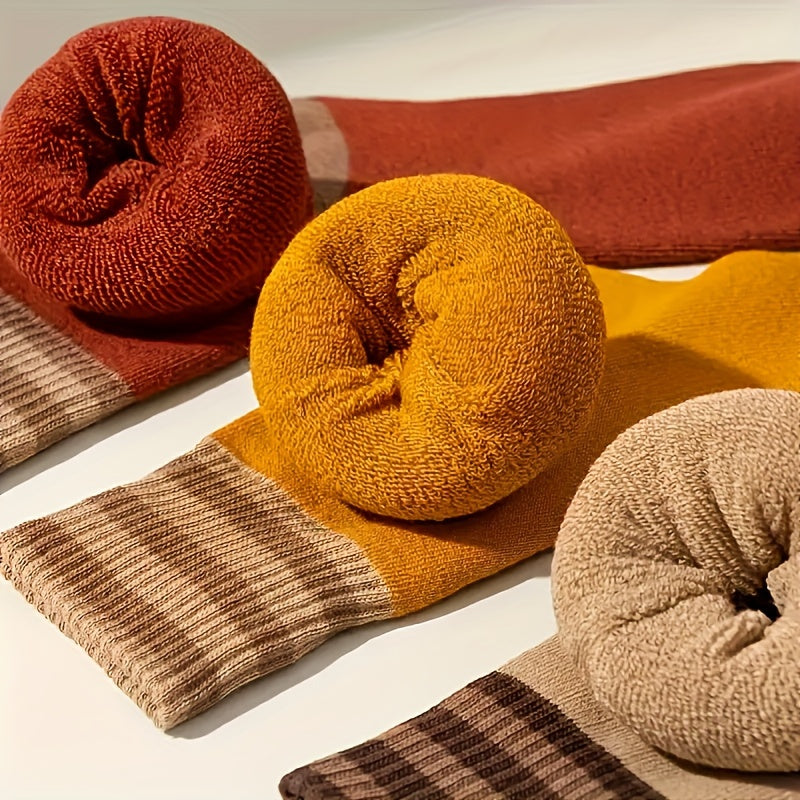 10 Colors And 10 Pairs Autumn And Winter Looped Socks For Women With Thick Fleece And Mid Tube Socks, Warm Towel Socks, Black Long Socks, Trendy Socks For Women, And Women's Socks Ladies Socks