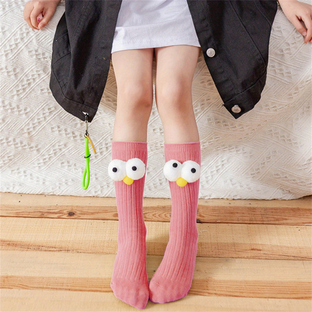 Adorable Big Eye Knee High Socks for Youngsters & Youngsters – Soft, Fun Cartoon Design with Green Charm, Perfect Christmas Gift for Youngsters & Youngsters, Youngsters Socks