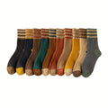 10 Colors And 10 Pairs Autumn And Winter Looped Socks For Women With Thick Fleece And Mid Tube Socks, Warm Towel Socks, Black Long Socks, Trendy Socks For Women, And Women's Socks Ladies Socks