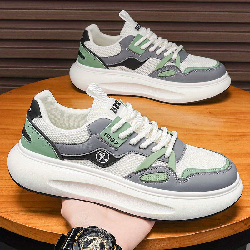 Men's Lightweight Breathable Mesh Casual Sneakers with Non-Slip Rubber Sole, EVA Cushioned Insole & Super Fiber - Low-Top Lace-Up Design for Daily Wear