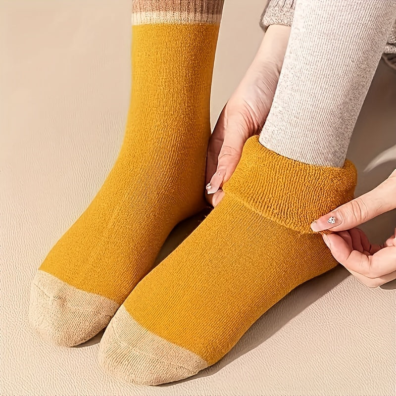 10 Colors And 10 Pairs Autumn And Winter Looped Socks For Women With Thick Fleece And Mid Tube Socks, Warm Towel Socks, Black Long Socks, Trendy Socks For Women, And Women's Socks Ladies Socks