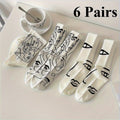 3\u002F 6 Pairs Abstract Line Paintings Mid Tube Socks Street Trend Sports Sweat Absorbing Breathable Couple Casual Socks