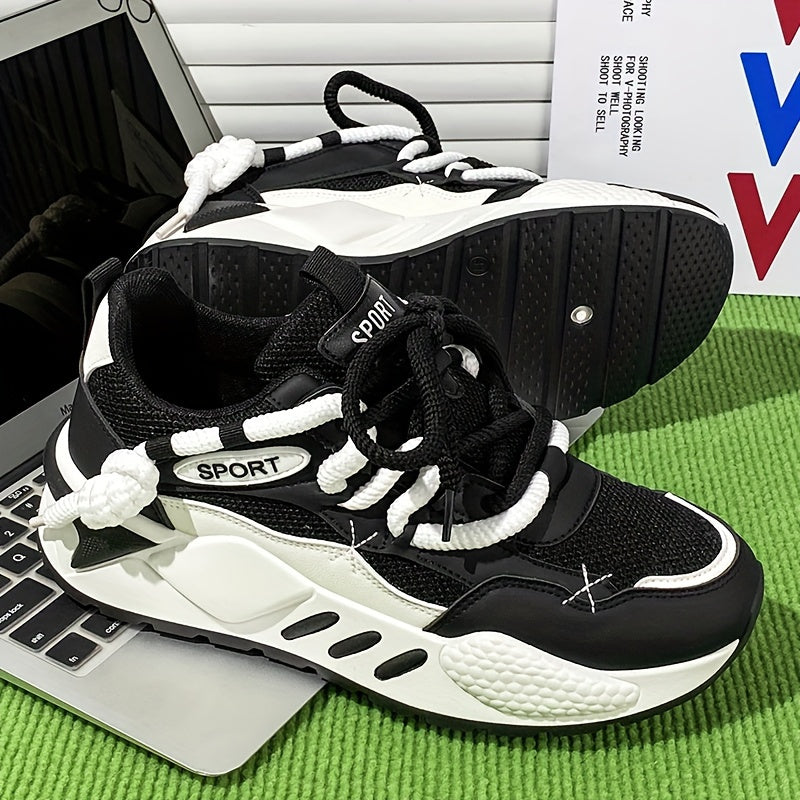 Men's Lightweight Low-Top Sneakers - Breathable PU Upper & Rubber Sole, White\u002FGrey\u002FGreen Colorway, All-Season Casual Running Shoes for Outdoor Walking, Gym Training & Travel, Laceup Closure, Fabric Lined Interior