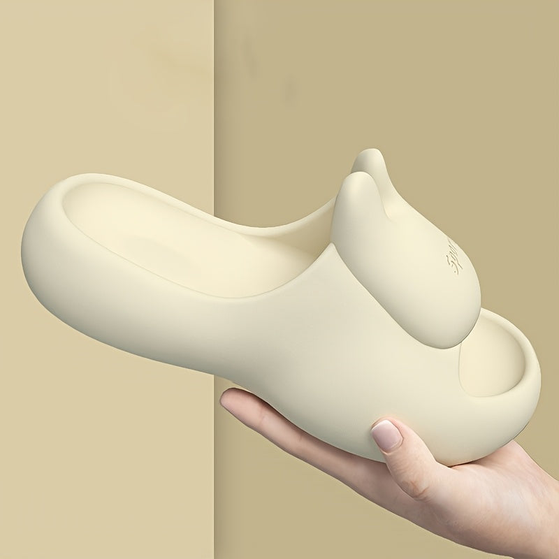 Chic Women's Bunny Slides - Comfy EVA Open-Toe Home Shoes, Solid Color, All-Season