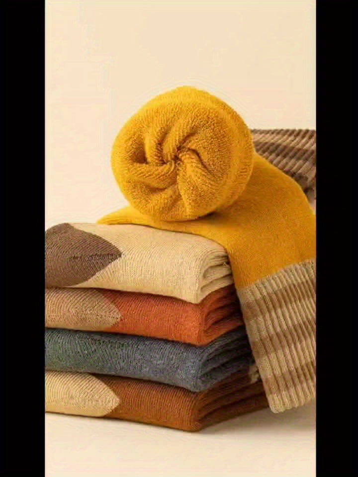 10 Colors And 10 Pairs Autumn And Winter Looped Socks For Women With Thick Fleece And Mid Tube Socks, Warm Towel Socks, Black Long Socks, Trendy Socks For Women, And Women's Socks Ladies Socks