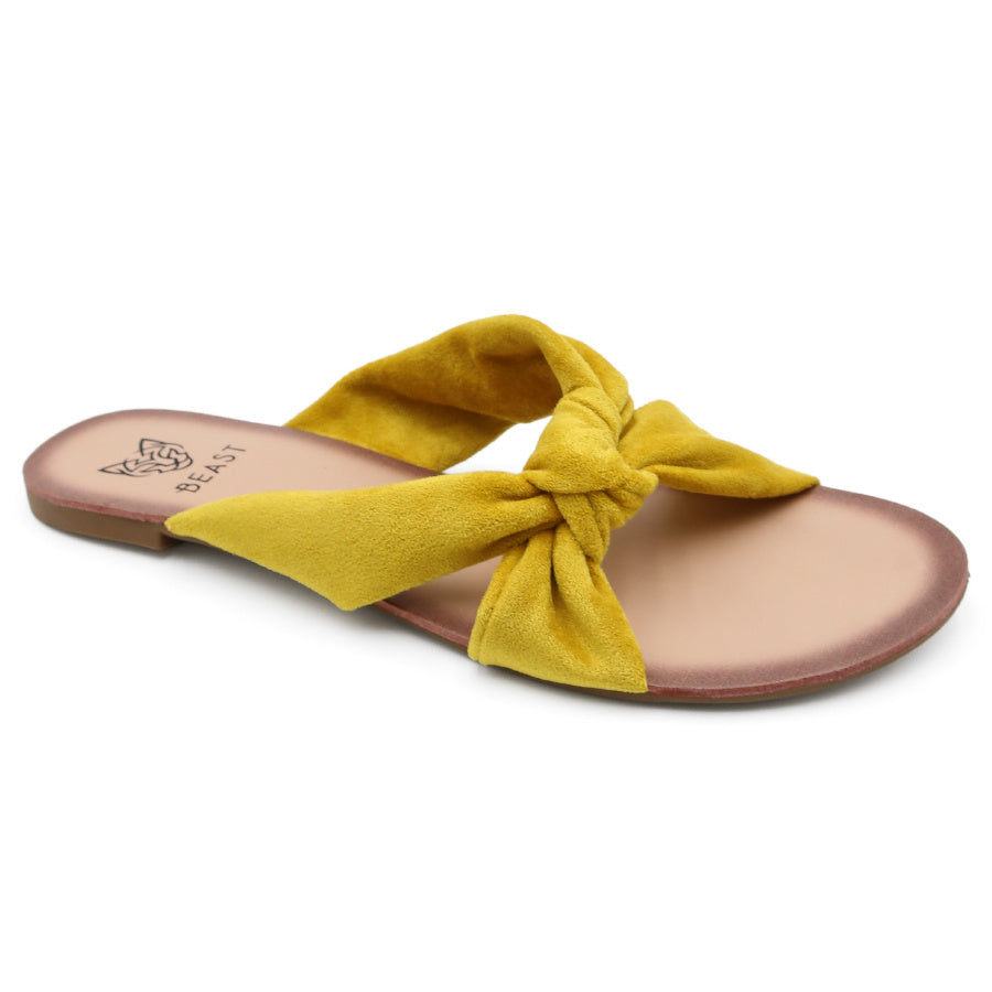 CORA-01 Women's Knot Strap Slide Fashionable Designed Open Toe Flat Sandals