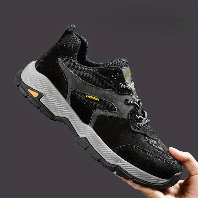 Men'S Plus Size Walking Shoes with Enhanced Arch Support, Lightweight Breathable Mesh Design & Cushioned EVA Insole - Low-Top Lace-Up Sneakers for Daily Training, Gym, Casual Wear - Black, Sneakers, Gym Footwear, Sleek Sporty Look, Durable Rubber Sole