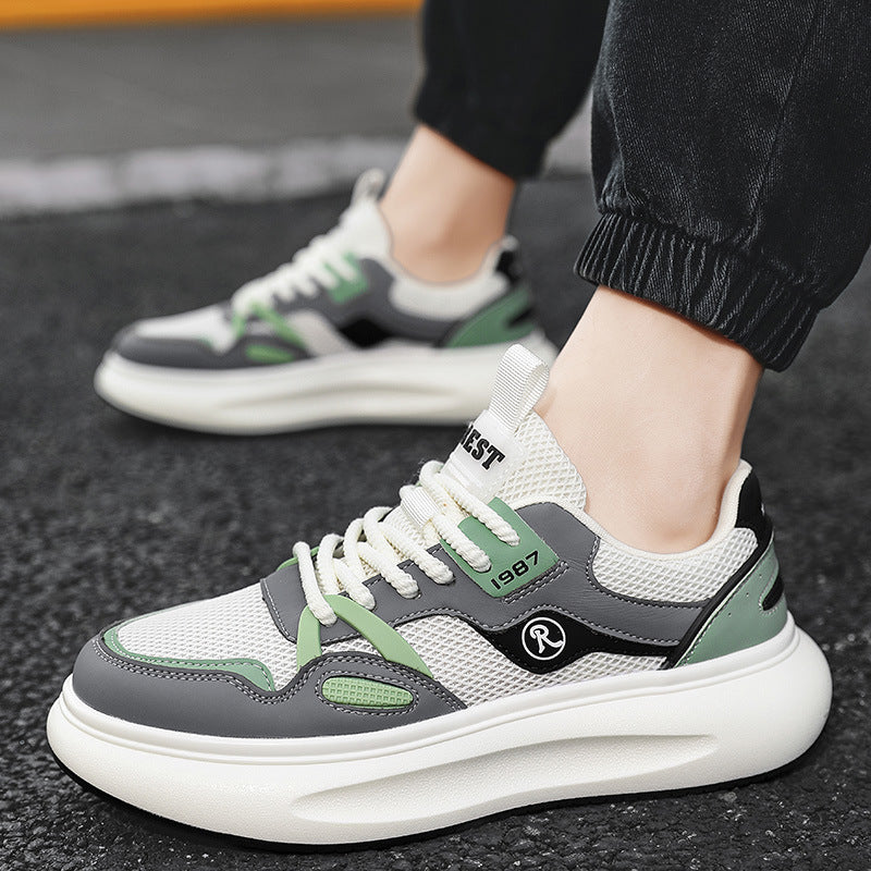 Men's Lightweight Breathable Mesh Casual Sneakers with Non-Slip Rubber Sole, EVA Cushioned Insole & Super Fiber - Low-Top Lace-Up Design for Daily Wear