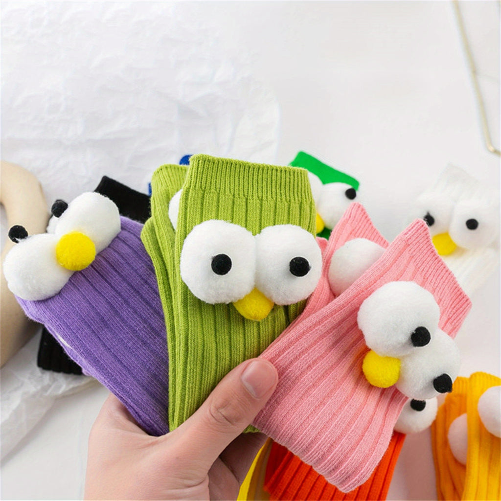 Adorable Big Eye Knee High Socks for Youngsters & Youngsters – Soft, Fun Cartoon Design with Green Charm, Perfect Christmas Gift for Youngsters & Youngsters, Youngsters Socks