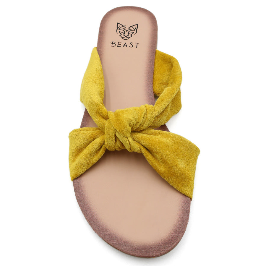 CORA-01 Women's Knot Strap Slide Fashionable Designed Open Toe Flat Sandals