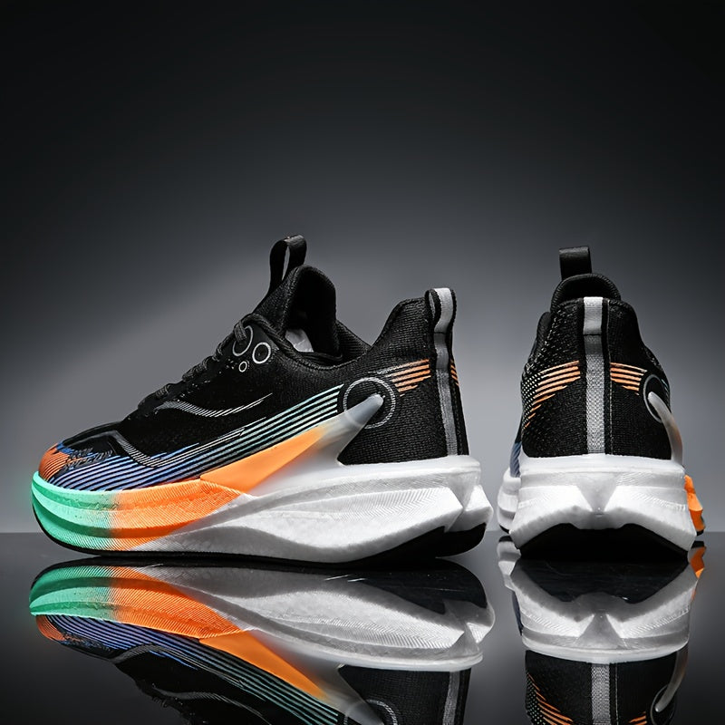 Unisex Carbon Fiber Running Shoes - Lightweight Cushioned MD\u002FTPU Sole, Breathable Knit Upper (White\u002FPurple Gradient) - Shock Absorbing Jogging Sneakers for Men & Women, All Seasons