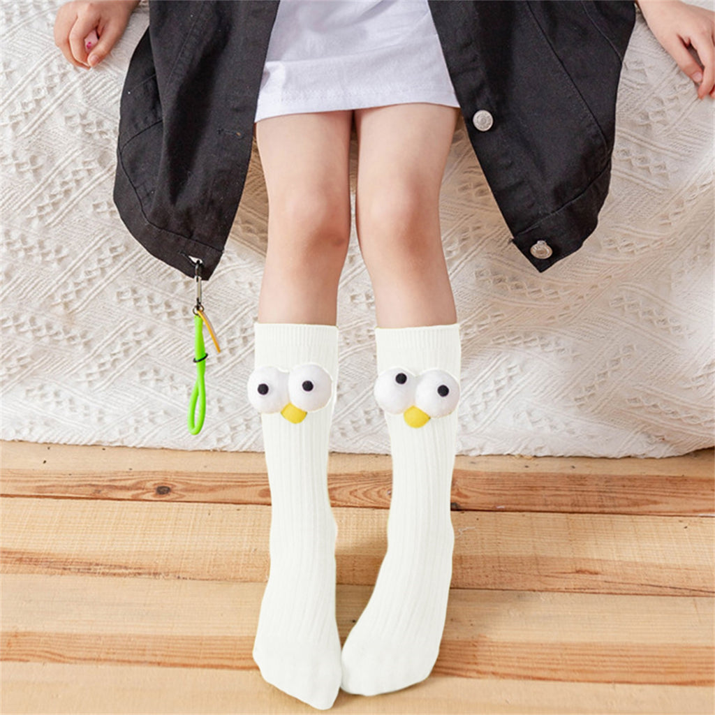 Adorable Big Eye Knee High Socks for Youngsters & Youngsters – Soft, Fun Cartoon Design with Green Charm, Perfect Christmas Gift for Youngsters & Youngsters, Youngsters Socks