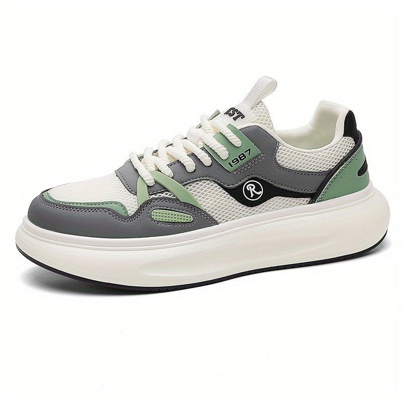 Men's Lightweight Breathable Mesh Casual Sneakers with Non-Slip Rubber Sole, EVA Cushioned Insole & Super Fiber - Low-Top Lace-Up Design for Daily Wear