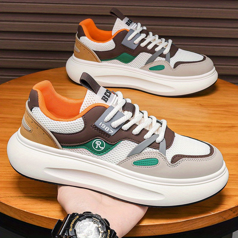 Men's Lightweight Breathable Mesh Casual Sneakers with Non-Slip Rubber Sole, EVA Cushioned Insole & Super Fiber - Low-Top Lace-Up Design for Daily Wear