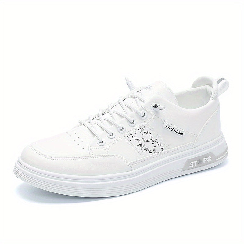 Men'S Lightweight Breathable Mesh Casual Sneakers - Slip-Resistant Rubber Sole, EVA Cushioned Insole for Daily Walking & Gym - Low-Top Lace-Up Design, White, Gym Shoes, Versatile Footwear, Sleek Sporty Look, Durable Footwear