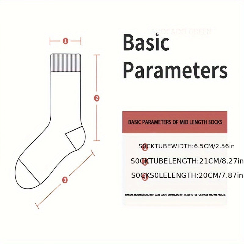 5 Pairs Of 5-color Spring\u002Fsummer Women'S Socks, Breathable And Sweat Absorbing Women'S Long Socks, Autumn\u002Fwinter Socks, Facial Art Socks, Mid Tube Socks