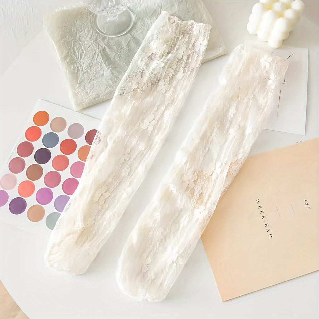 6 pairs daisy flower Women'S Lace Socks Ruffle Frilly Mesh Lace Loose Sock Sheer Mesh Slouch Sock Decorated Ankle High Sheer Socks for Women