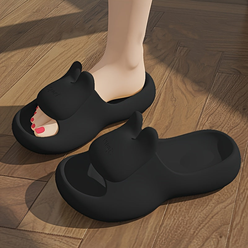 Chic Women's Bunny Slides - Comfy EVA Open-Toe Home Shoes, Solid Color, All-Season