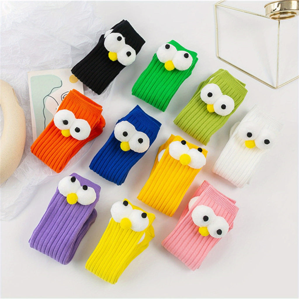 Adorable Big Eye Knee High Socks for Youngsters & Youngsters – Soft, Fun Cartoon Design with Green Charm, Perfect Christmas Gift for Youngsters & Youngsters, Youngsters Socks