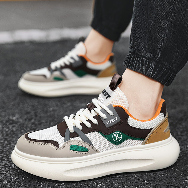 Men's Lightweight Breathable Mesh Casual Sneakers with Non-Slip Rubber Sole, EVA Cushioned Insole & Super Fiber - Low-Top Lace-Up Design for Daily Wear