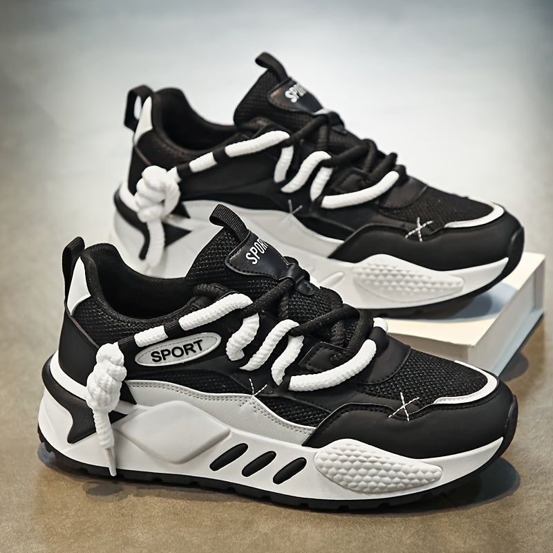 Men's Lightweight Low-Top Sneakers - Breathable PU Upper & Rubber Sole, White\u002FGrey\u002FGreen Colorway, All-Season Casual Running Shoes for Outdoor Walking, Gym Training & Travel, Laceup Closure, Fabric Lined Interior