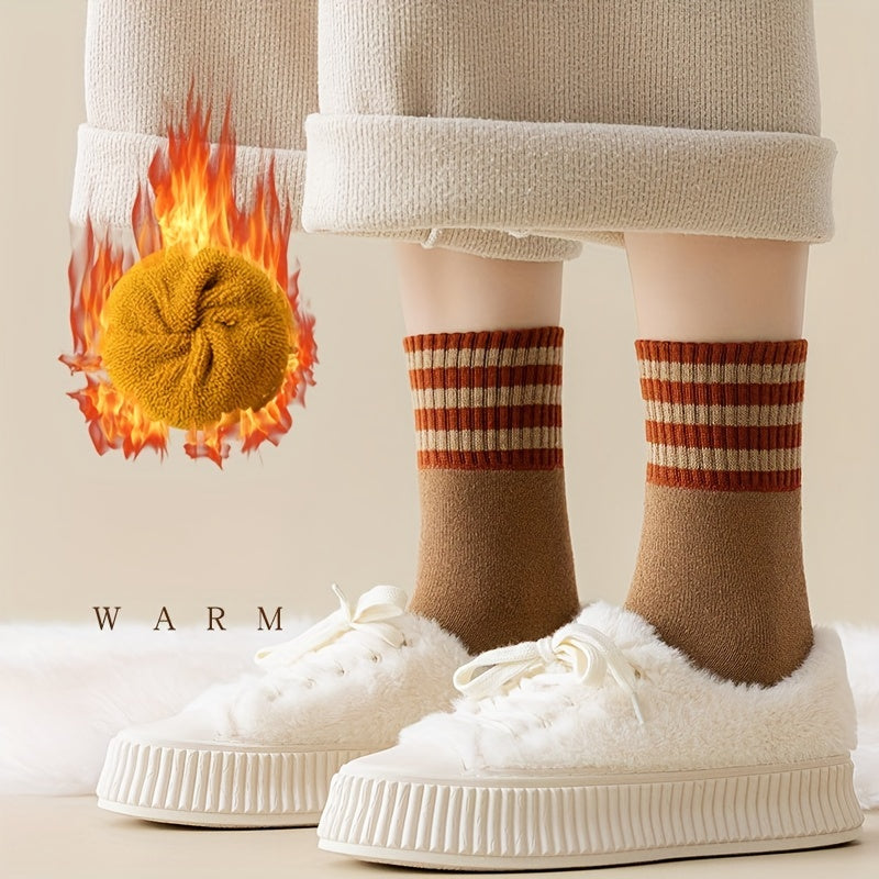 10 Colors And 10 Pairs Autumn And Winter Looped Socks For Women With Thick Fleece And Mid Tube Socks, Warm Towel Socks, Black Long Socks, Trendy Socks For Women, And Women's Socks Ladies Socks