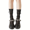Kids Socks for Girls Cute Lace Bowknot Anti-Skid Socks Mid-Calf Socks Spring Summer Stockings