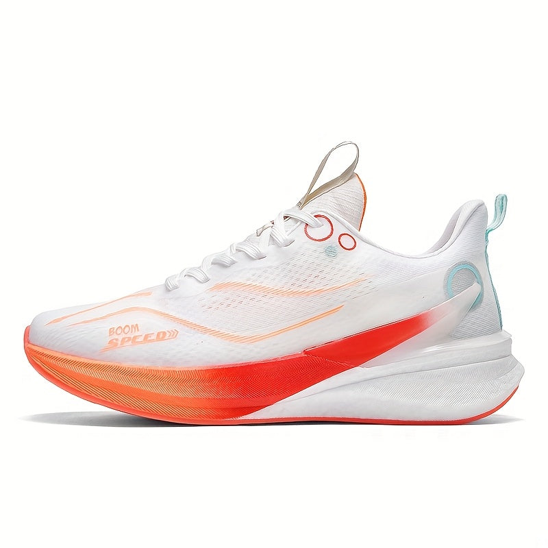 Unisex Carbon Fiber Running Shoes - Lightweight Cushioned MD\u002FTPU Sole, Breathable Knit Upper (White\u002FPurple Gradient) - Shock Absorbing Jogging Sneakers for Men & Women, All Seasons