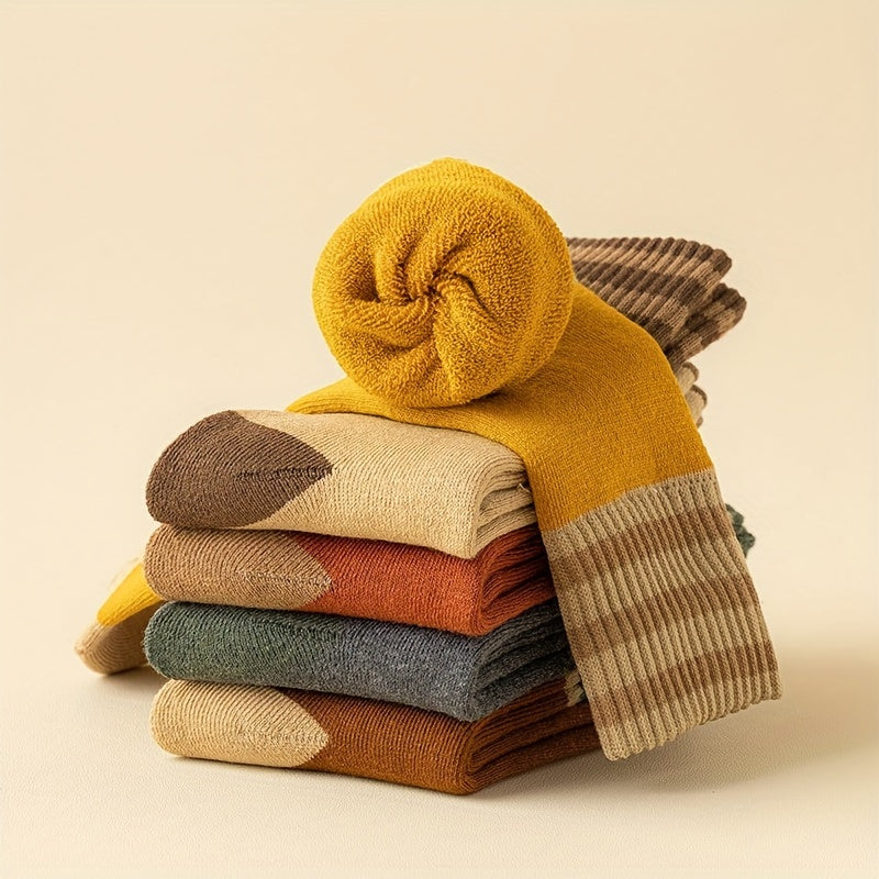 10 Colors And 10 Pairs Autumn And Winter Looped Socks For Women With Thick Fleece And Mid Tube Socks, Warm Towel Socks, Black Long Socks, Trendy Socks For Women, And Women's Socks Ladies Socks